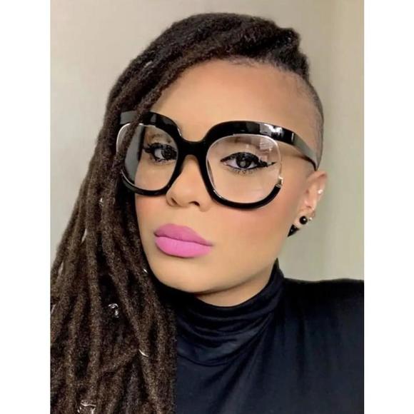 Clear Blue Ray Blocking Eyeglasses Large Glasses Frame Spectacle Frame for Women - Picture 1 of 10